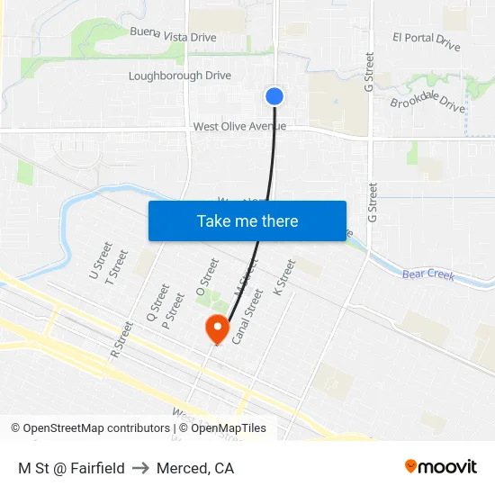 M St @ Fairfield to Merced, CA map