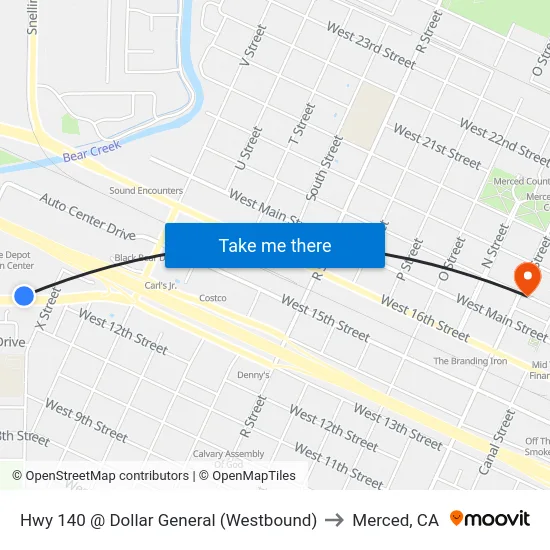 Hwy 140 @ Dollar General (Westbound) to Merced, CA map