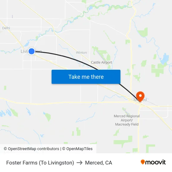 Foster Farms (To Livingston) to Merced, CA map