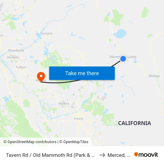 Tavern Rd / Old Mammoth Rd (Park & Ride) to Merced, CA map