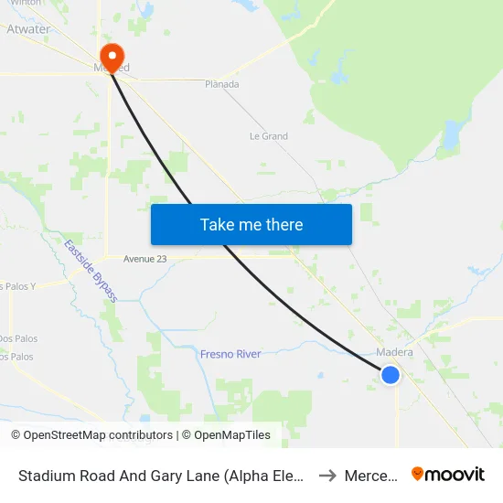 Stadium Road And Gary Lane (Alpha Elementary School) to Merced, CA map