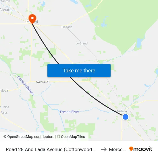 Road 28 And Lada Avenue (Cottonwood Creek Apartments) to Merced, CA map