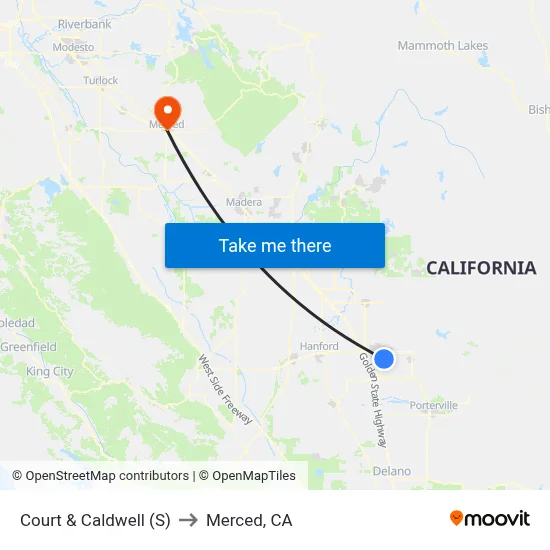 Court & Caldwell (S) to Merced, CA map