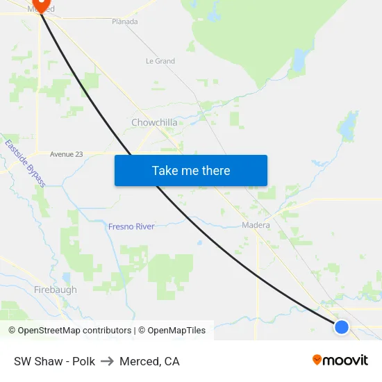 SW Shaw - Polk to Merced, CA map