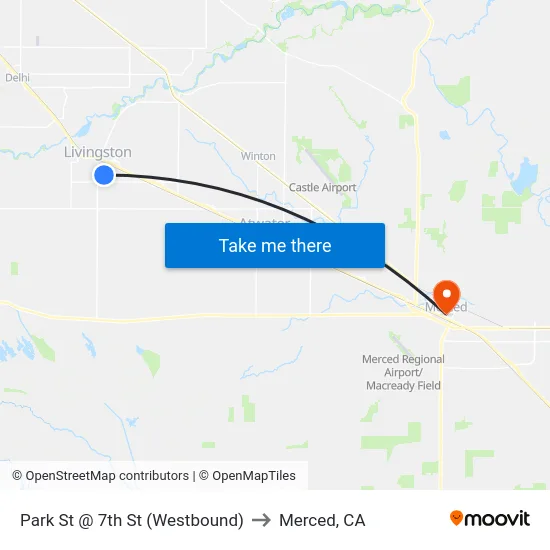 Park St @ 7th St (Westbound) to Merced, CA map