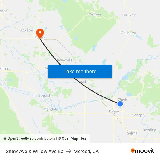 Shaw Ave & Willow Ave Eb to Merced, CA map