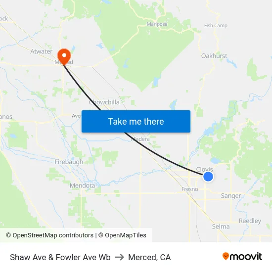 Shaw Ave & Fowler Ave Wb to Merced, CA map