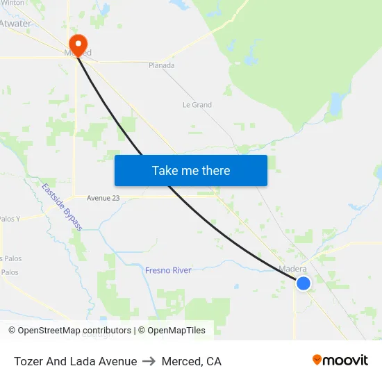 Tozer And Lada Avenue to Merced, CA map
