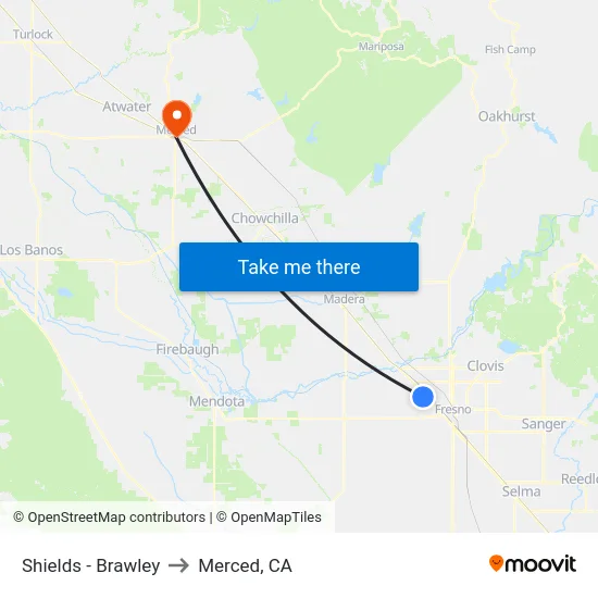 Shields - Brawley to Merced, CA map