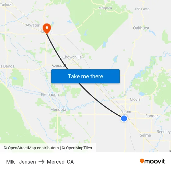 Mlk - Jensen to Merced, CA map