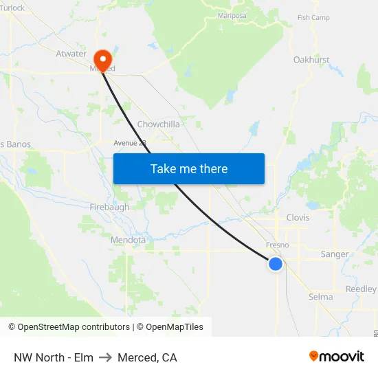 NW North - Elm to Merced, CA map