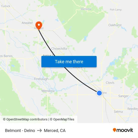 Belmont - Delno to Merced, CA map