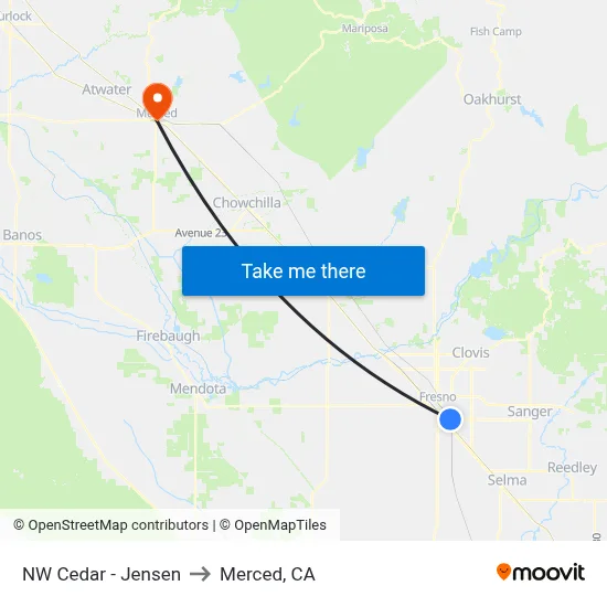 NW Cedar - Jensen to Merced, CA map