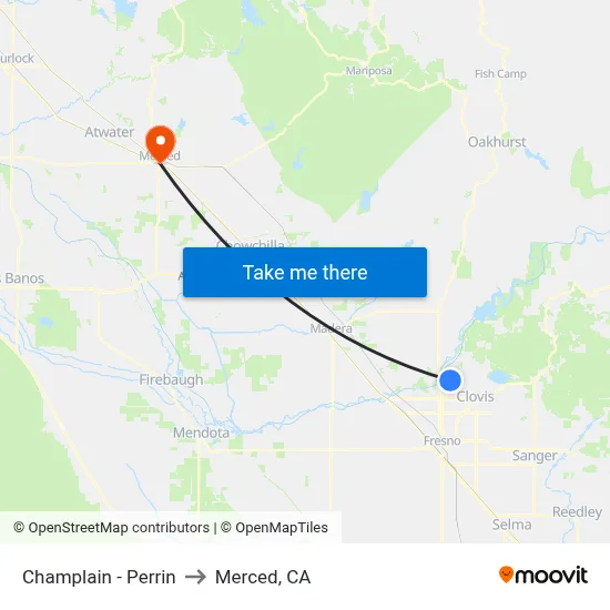 Champlain - Perrin to Merced, CA map