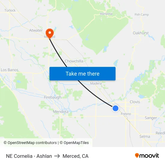 NE Cornelia - Ashlan to Merced, CA map