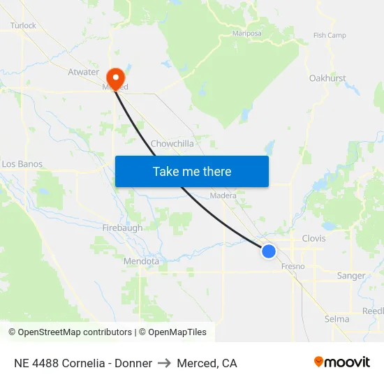 NE 4488 Cornelia - Donner to Merced, CA map