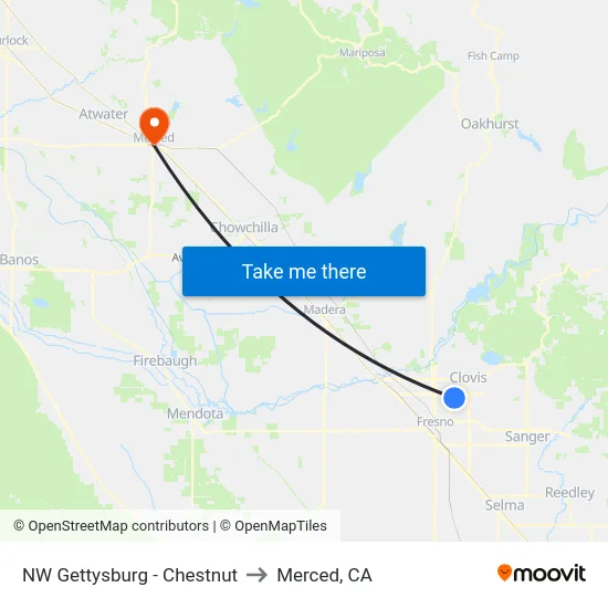 NW Gettysburg - Chestnut to Merced, CA map