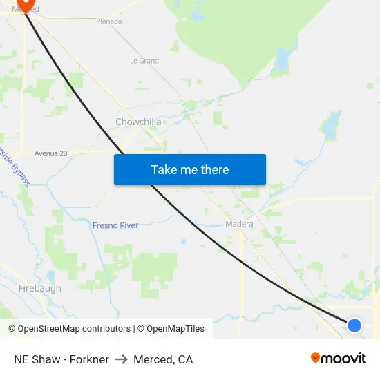 NE Shaw - Forkner to Merced, CA map
