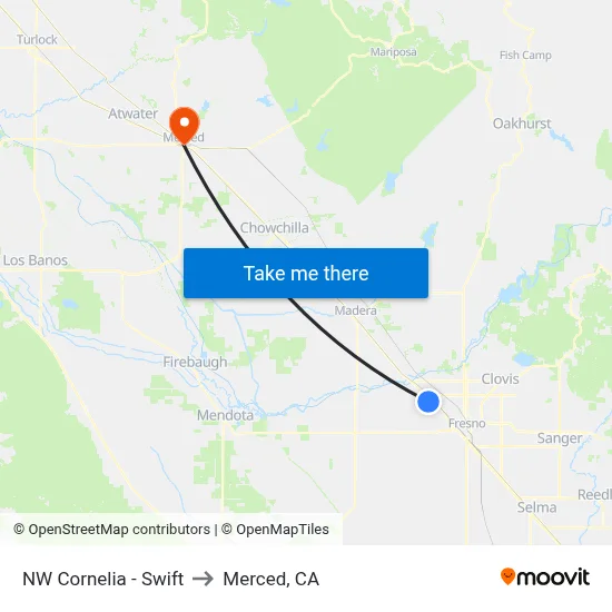 NW Cornelia - Swift to Merced, CA map