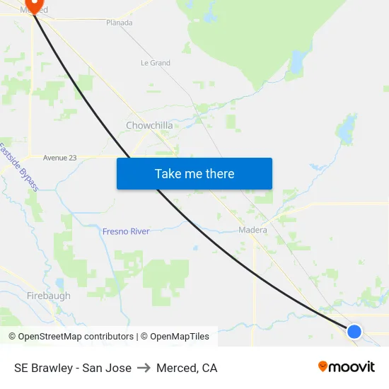 SE Brawley - San Jose to Merced, CA map