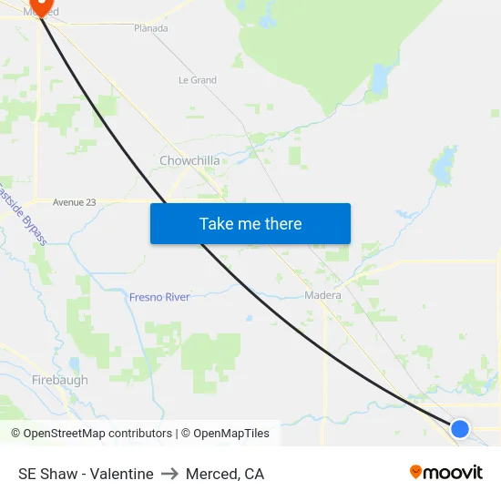 SE Shaw - Valentine to Merced, CA map
