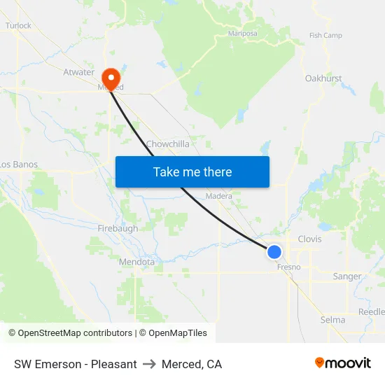 SW Emerson - Pleasant to Merced, CA map