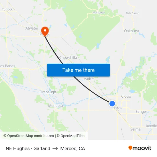 NE Hughes - Garland to Merced, CA map