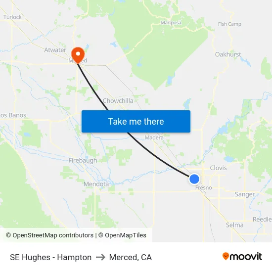 SE Hughes - Hampton to Merced, CA map