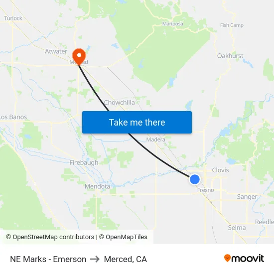 NE Marks - Emerson to Merced, CA map