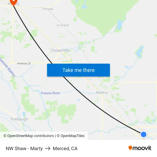 NW Shaw - Marty to Merced, CA map