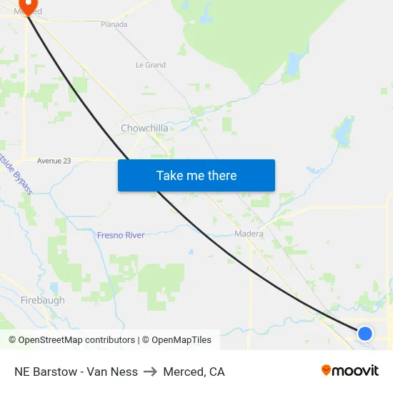 NE Barstow - Van Ness to Merced, CA map