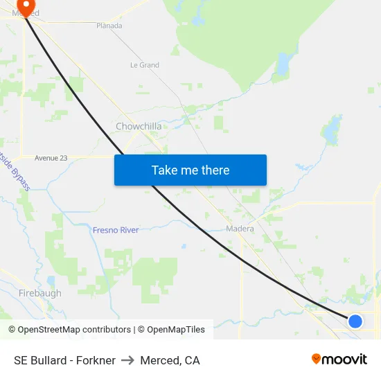 SE Bullard - Forkner to Merced, CA map