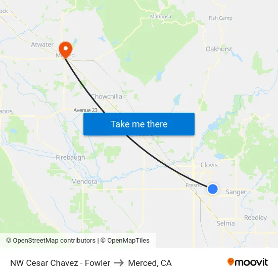 NW Cesar Chavez - Fowler to Merced, CA map