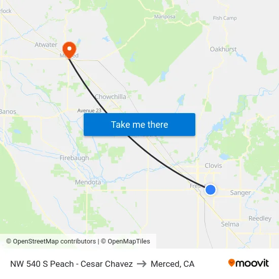 NW 540 S Peach - Cesar Chavez to Merced, CA map