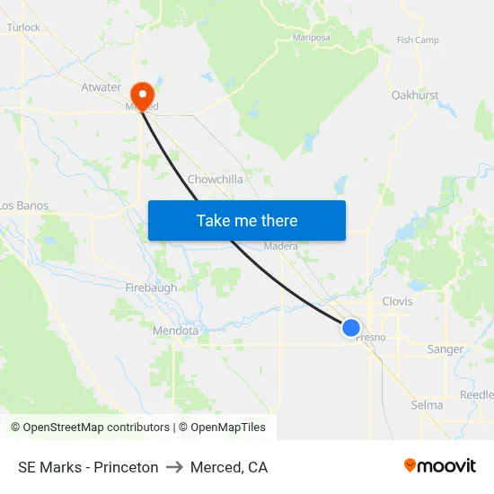 SE Marks - Princeton to Merced, CA map