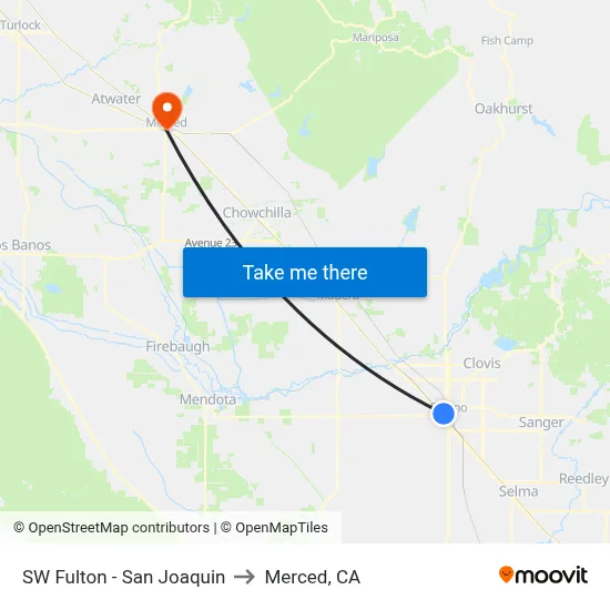 SW Fulton - San Joaquin to Merced, CA map