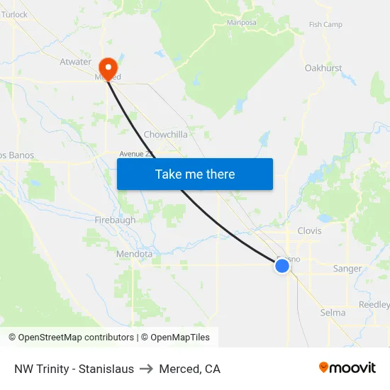 NW Trinity - Stanislaus to Merced, CA map