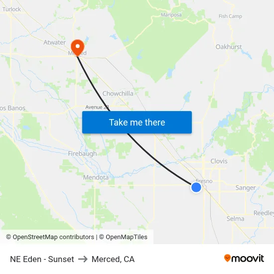 NE Eden - Sunset to Merced, CA map