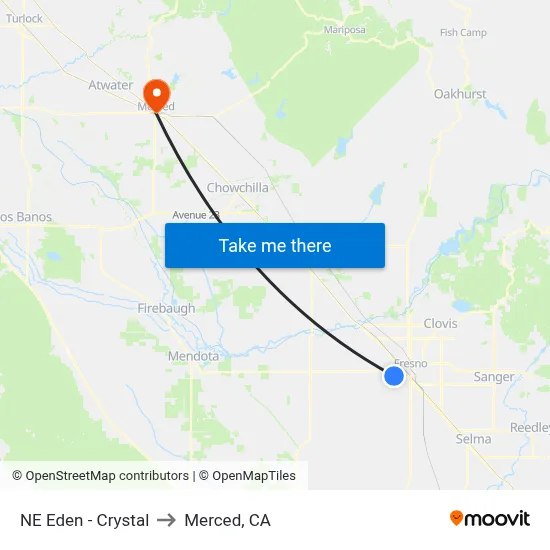 NE Eden - Crystal to Merced, CA map
