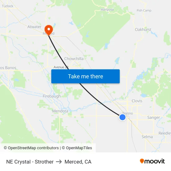 NE Crystal - Strother to Merced, CA map