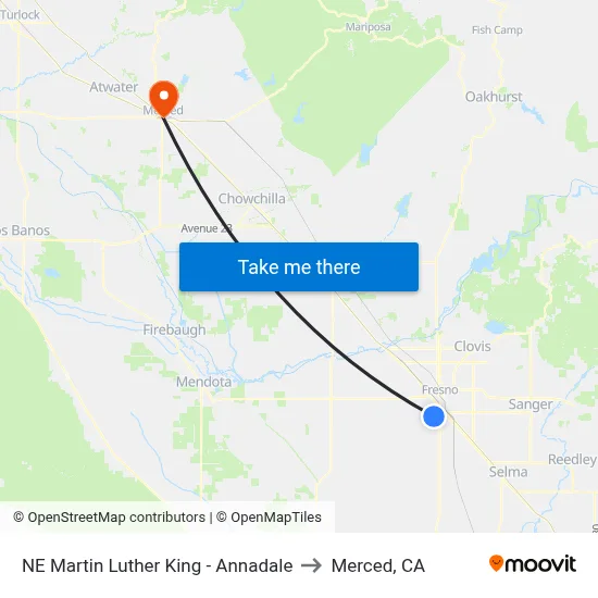 NE Martin Luther King - Annadale to Merced, CA map