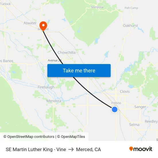 SE Martin Luther King - Vine to Merced, CA map