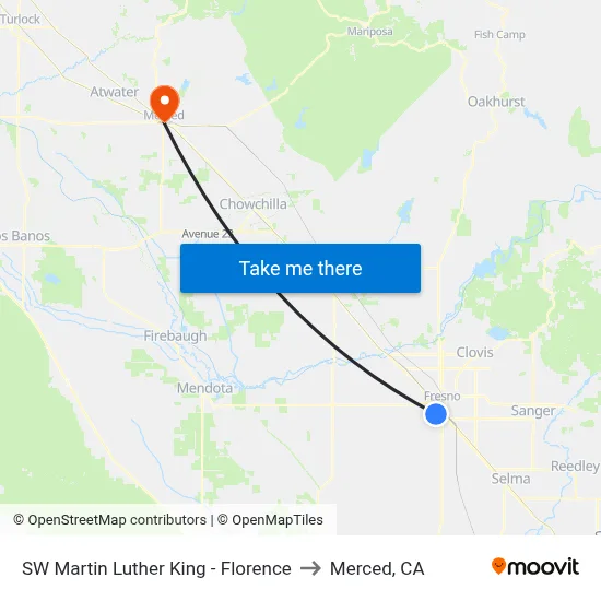 SW Martin Luther King - Florence to Merced, CA map