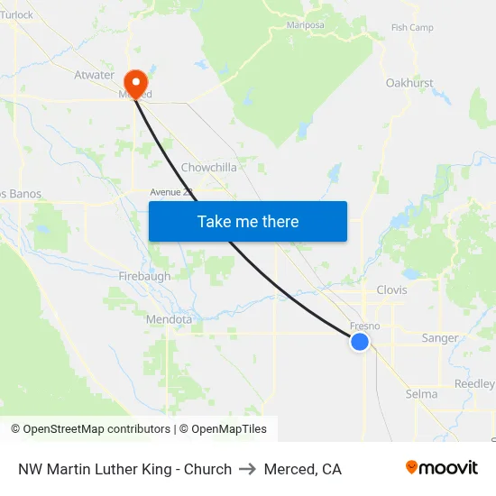 NW Martin Luther King - Church to Merced, CA map
