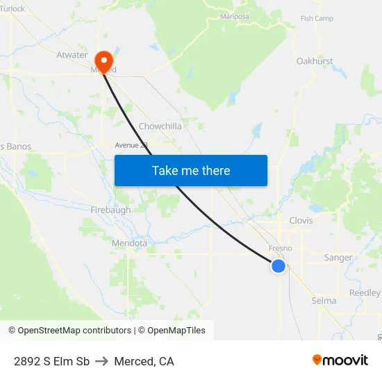 2892 S Elm Sb to Merced, CA map
