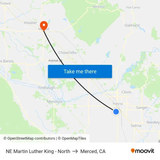 NE Martin Luther King - North to Merced, CA map