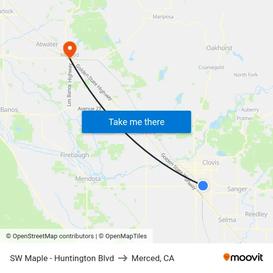 SW Maple - Huntington Blvd to Merced, CA map