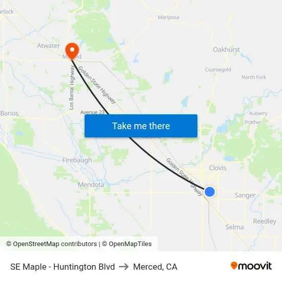 SE Maple - Huntington Blvd to Merced, CA map