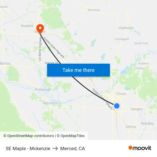 SE Maple - Mckenzie to Merced, CA map