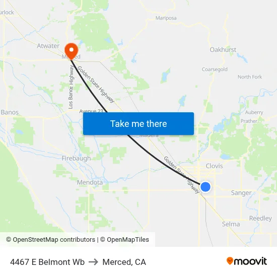 4467 E Belmont Wb to Merced, CA map